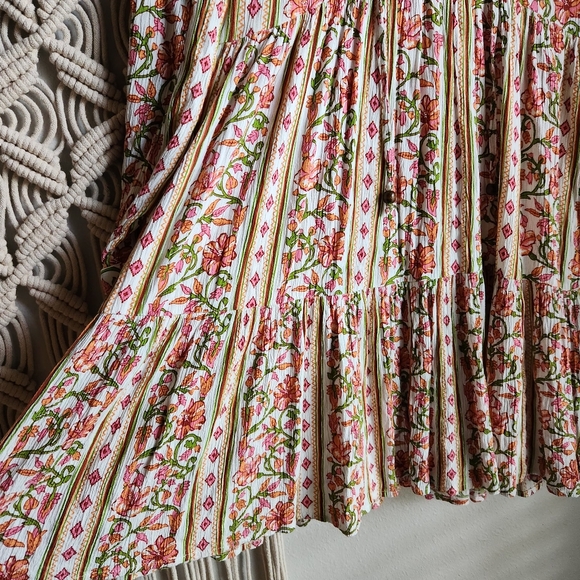 Japna Boho Floral Tiered Midi Dress Size S - 100% Viscose India Print LS - Picture 5 of 10